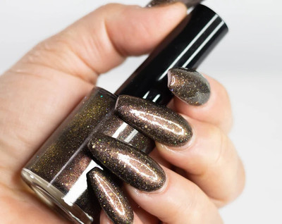 ADJD Gloosy Finish Shine Long Lasting Nail Polish Multi gilliter Brown Paint Multi gilliterBrown