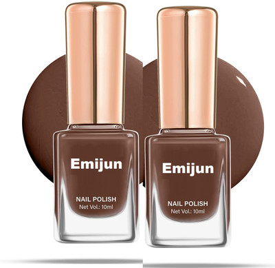 Emijun No Toxin Glossy Nail Lacquer, Long Lasting, Chip Resistant Nail Polish Chocolate Brown(Pack of 2)