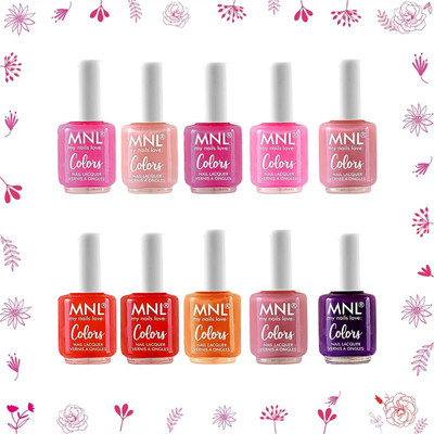 mnl Glossy Mini Nail Polish Set Rose Collection Highly Pigmented 4.5ml each Multicolor-04(Pack of 10)