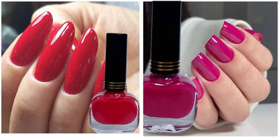 manasona Quick Dry Long Lasting Nail Polish Combo Offer Set of 2 Red, Rani Pink(Pack of 2)