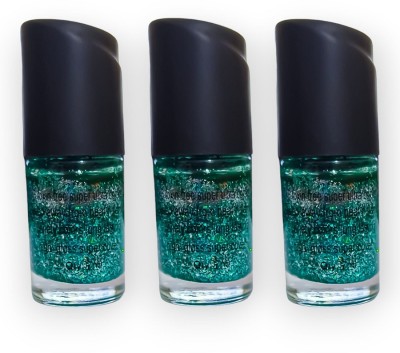 Luipui STYLISH SPARKAL GREEN NAIL POLISH-3 GREEN(Pack of 3)