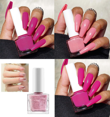 tanvi27 Quick Dry, Long-Lasting & Highly-Shine Finish Mini Magic Nail Polish Set of 4 Multi Color(Pack of 4)