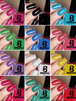 Banetion Quick Dry Long Lasting Nail Polish Combo Offer Set of 12 Combo No-04 purple, orange, red, plum, radium green, carrot pink, blue, peach, green, yellow, black, white, sky blue(Pack of 12)