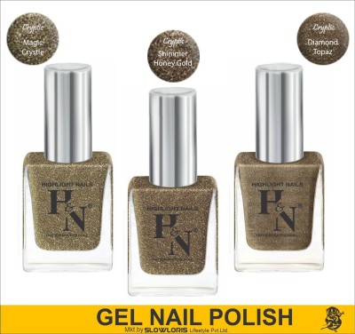 HIGHLIGHT NAILS SHIMMER HONEY GOLD::MAGIC CRYSTLE::DIAMOND TOPAZ Shimmer Honey Gold, Magic Crystle, Diamond Topaz(Pack of 3)