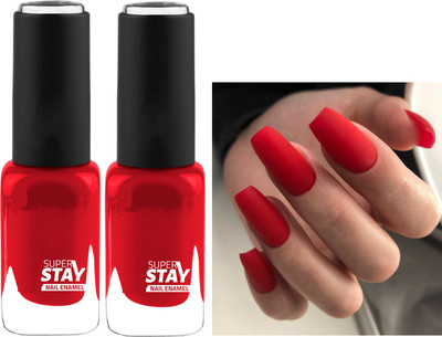 Emijun COMBO liight matte red Non Toxic Professional Nail Polish liight matte red light matte red(Pack of 2)
