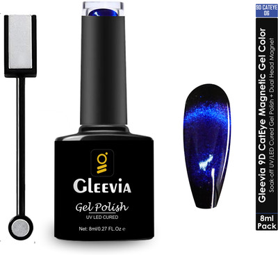 Gleevia 9D Cat Eye Nail Polish- Magnetic UV Gel Color 8ml with Magnet Combo Pack 9D06 Color: Dusky Blue