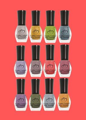 Looks United Nail Polish Pack of 12 Multicolor7(Pack of 12)