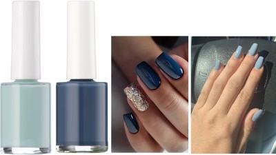 ADJD COMBO GLOSSY FINISH WATER PROOF NAIL PAINT POLO BLUE & MIDNIGHT BLUE MIDNIGHT BLUE, POLO BLUE(Pack of 2)