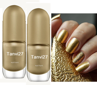 tanvi27 Combo Nail Lacquer Quick Dry Metallic gold Long Lasting Nail Polish Metallic gold