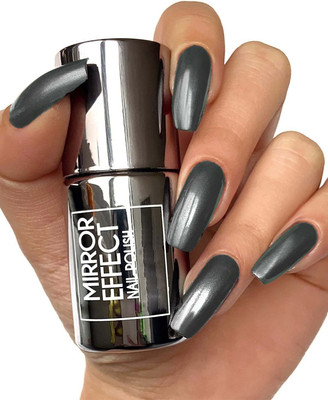 MYEONG Magic Metal Chrome Mirror Effect Quick Dry And Long Lasting Grey Nail Polish Grey