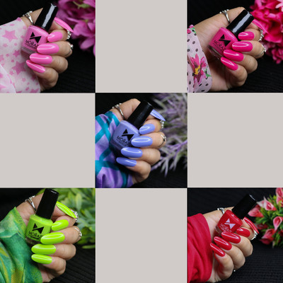 MORAZE Long Stay Trendy Colors Nail Polish Combo set of 5 Multicolour Multicolor(Pack of 5)