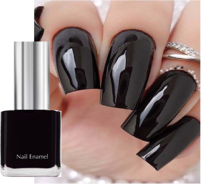 tanvi27 New Easy to Apply & Quick Drying, Professional Glossy Jet Black Nail Paint Glossy Black