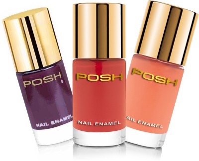 Posh HIGH GLOSS COMBO OF 3 NAIL POLISH, QUICK DRY, LONG LASTING,9 ML EACH BOBA BROWN, RUST,PECAN PIE(Pack of 3)