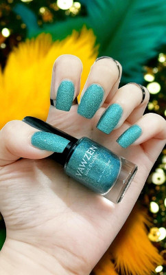 VAWZEN Nail Enamel, Quick Drying, High Shine, Long Lasting, Chip Resistant, Cyan Glitter BH29