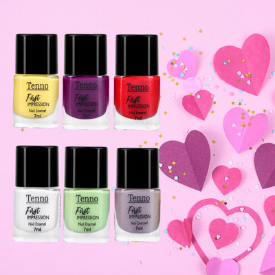 tenno FIRST IMPRESSION GLOSSY NAIL POLISH GREY(Pack of 6)