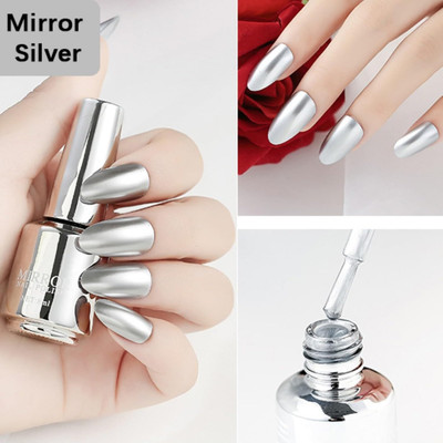tanvi27 Metallic Nail Polish Magic Mirror Effect Chrome Nail Art Polish Silver