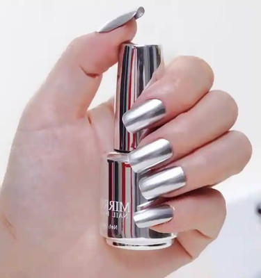ADJD best high gloss mirror effect nail paint silver