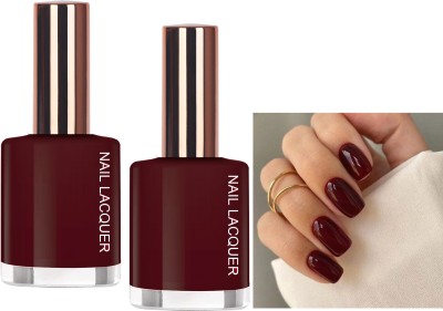 ADJD Combo Shine & Breathable Light pink Nail Polish, Quick Dry Jet maroon Jet maroon