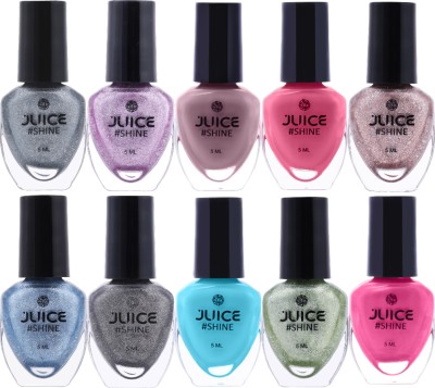 Juice Shine quick dry nail paint combo set high gloss, long stay mini nail polish kit 5,282,288,292,GM01,GM02,GM03,GM04,GM05,MM01(Pack of 10)