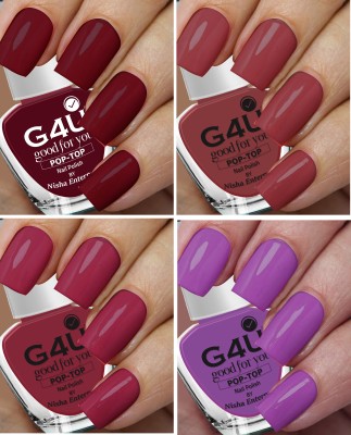 G4U Bright 4 Piece Quick Dry Nail Polish Kit A8 Wine-Mauve-Brown-Purple(Pack of 4)