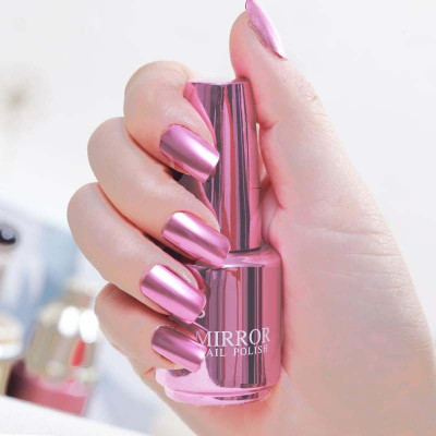 manasona Light Pink Mirror Nail Polish Quick Drying Long Lasting Waterproof Nail Paint Llight Pink