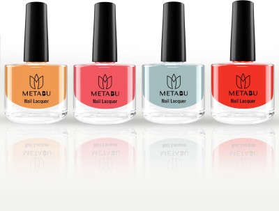 Metabu Quick Drying Nail Polish | 8 ml- Pack of 4(Combo 1) Multicolor