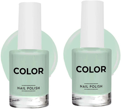 MYEONG Pigmented And Long Stay Unique Matte Nail Paint pale turquoise(Pack of 2)