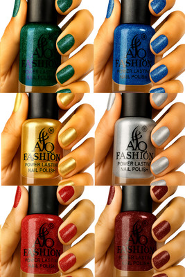AQ FASHION Long Lasting quick dry Nail Polish New collection Combo A22 Multicolor(Pack of 6)