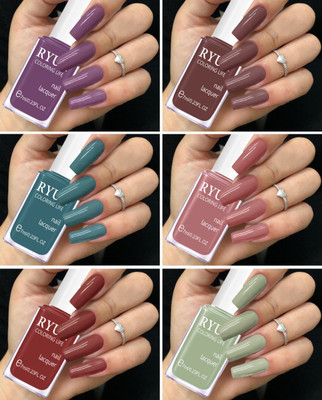 RYUK Gloss Gel Like Shine Nail Polish Set for Stunning Nails Pack of 6 Multicolor(Pack of 6)