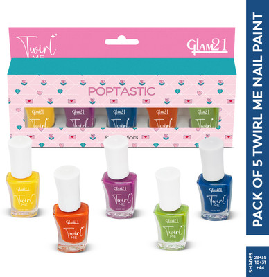 Glam21 Twirl Me Nail Paint Combo |Nail color -6 ml each |Chip Resistant |Trendy Shades Shade -04(Pack of 5)