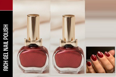 Luipui PREMIUM QUICK DRY LONG LASTING, SMUDGEPROOF & HIGH PIGMENT NAIL PAINT PACK OF 2 CHERRY RED(Pack of 2)