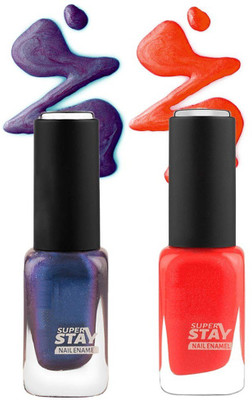 THTC High Pigmented Long Stay Unique Dull Matte RED & Shimmer PURPLE Nail Polish MULTICOLOR(Pack of 2)