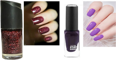 Luipui TRENDING NAIL POLISH COLOR PACK OF 2 MAROON, PURPLE(Pack of 2)