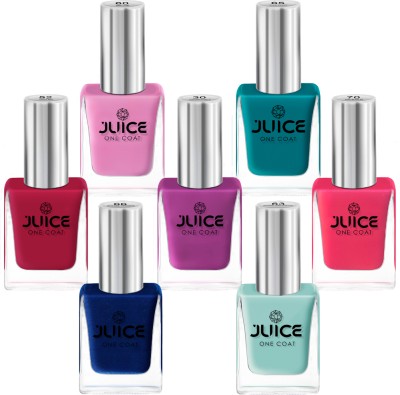 Juice Party Combo Set Long Lasting, Waterproof Nail Enamel RoyalFuchasia-30,DeepPink-52,BabyPink-60,IceBlue-63,TealBlue-65,Blue-66,Pink-70(Pack of 7)