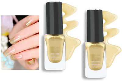 THTC New Smooth & Perfect Finish Quick-dry Formulated Shine Gold Nail Paint GOLD(Pack of 2)
