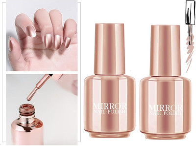 Latixmat New Metallic Mirror Effect Copper Nail Paint For Women Girls Copper(Pack of 2)