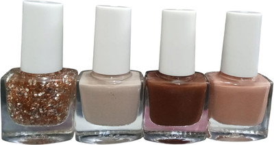 Jiwoo Glossy Finish Nail Polish | Stay Long, Quick Dry Paint With Chip Resistant MULTICOLOUR(Pack of 4)
