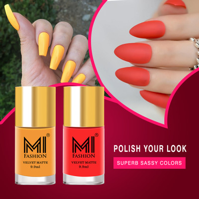 MI FASHION Step Up Your Nail Game With Matte Polish Of Every Season Orange,Orange(Pack of 2)