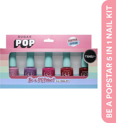 SUGAR POP 'Be a POPstar' 5 in 1 Nail Kit Nail Polish Gift Set for Women MULTI - COLOUR(Pack of 5)