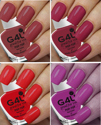G4U Bright 4 Piece Quick Dry Nail Polish Kit A26 Mauve-Brown-Red-Plum(Pack of 4)