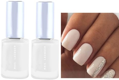 GABBU Combo White High-Shine Long Lasting Non Toxic Professional Nail Polish White(Pack of 2)