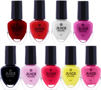 Juice Shine nail paint combo set high gloss, chip-resistant mini nail polish kit 5,30,31,40,49,50,52,57,58(Pack of 9)