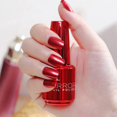 MYEONG Red Color Metallic Mirror Nail Polish Long-Lasting Nail Polish Red