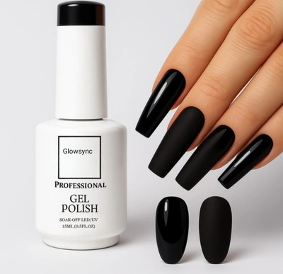 Glowsync Soak Off UV/LED Professional Gel Polish 001 black Black
