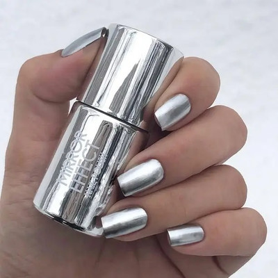 GABBU Quick Drying Lasting Metallic Mirror Effect Nail Art Polish Silver