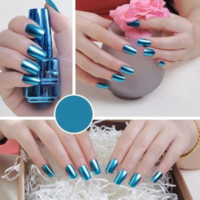 Emijun Metallic Nail Polish Magic Mirror Effect Chrome Nail Polish blue-04 blue