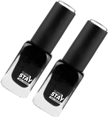 MYEONG Top Coat Water Proof Nail Paint Black(Pack of 2)