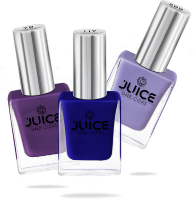 Juice Nail Paint Combo 26 Grape Purple - 79, Pigment Blue - 117, Pearly Flint - 269(Pack of 3)
