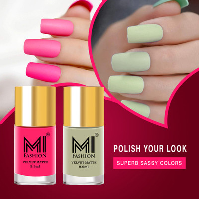 MI FASHION Make A Statement With Matte Nail Polish Combo Pack Pink,Mint(Pack of 2)