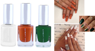 ADJD Non Toxic Professional Nail Polish Green,white & orange MULTI COLOR(Pack of 3)